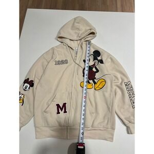Disney Mickey Mouse Full Zip Hoodie Womens L Ivory Good 1928 Minnie Pluto